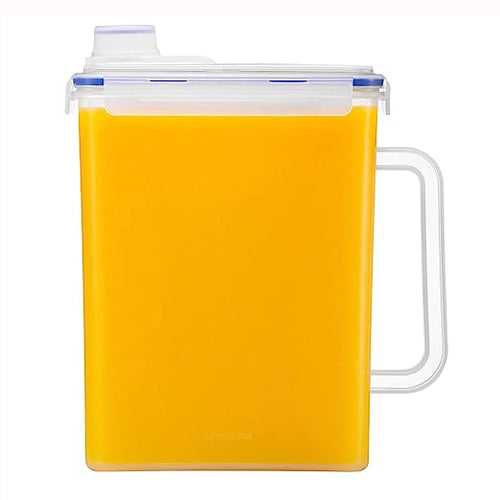 LocknLock Aqua Fridge Door Water Jug with Handle BPA Free Plastic Pitcher with Screw Top Lid Perfect for Making Teas and Juices, 4.0L, Clear