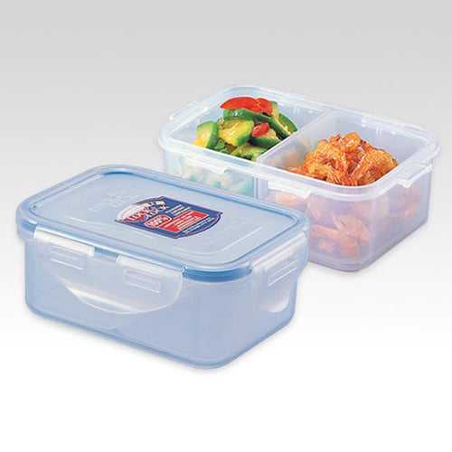 LocknLock Classic Small Flat Rectangular Polypropylene Food Container with Divider | Clear