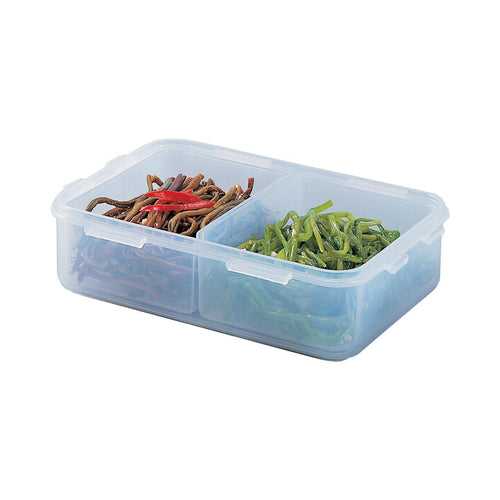 LocknLock Classic Medium Flat Rectangular Food Container with Divider | Clear