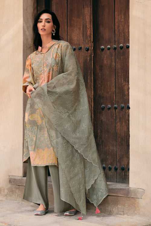 Cotton linen kurta set in grey