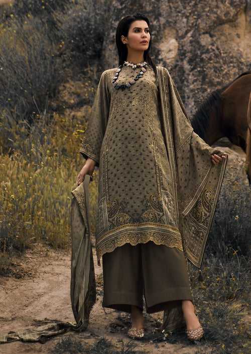 Dark olive printed kurta set