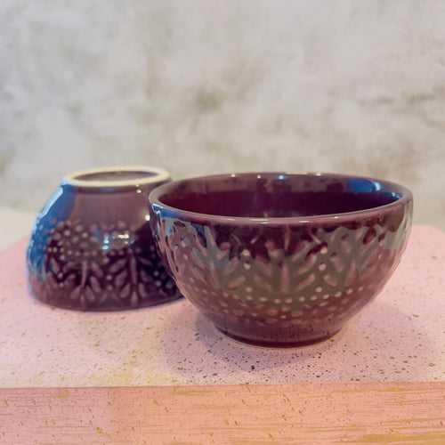 Embossed Ceramic Bowl (Set  of 2)