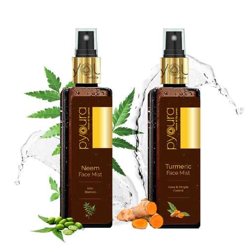 Neem + Turmeric Face Mist Combo<h4> Manage Acne, Pimples and Dark Spots with 100% pure, stain free extracts of Neem & Turmeric <h4><h6>100 ml each Pack of 2<h6>