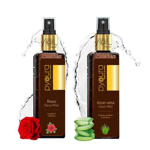 Rose & Aloe vera Face Mist Summer Skincare Kit<h4> Soothe Hydrate Sunburn & Refresh with these 100% pure, alcohol free extracts<h4><h6>100 ml each Pack of 2<h6>