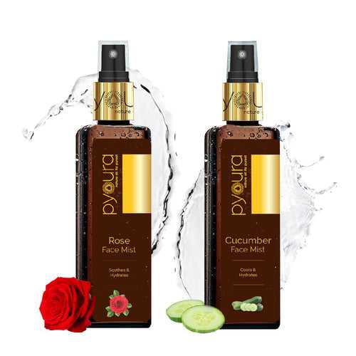 Rose and Cucumber Face Mist Summer Skincare Kit<h4> Soothe Hydrate Sunburn & Refresh with these 100% pure, alcohol free extracts<h4><h6>100 ml each Pack of 2<h6>