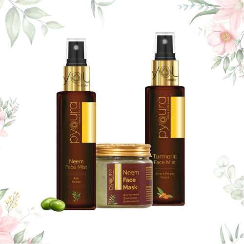 Clear Skin Face Kit <h4> Pure extracts of natural ingredients <h4> <h6> Pack of 2 Face Mists 100 ml and 1 Face Mask 35 gm <h6>