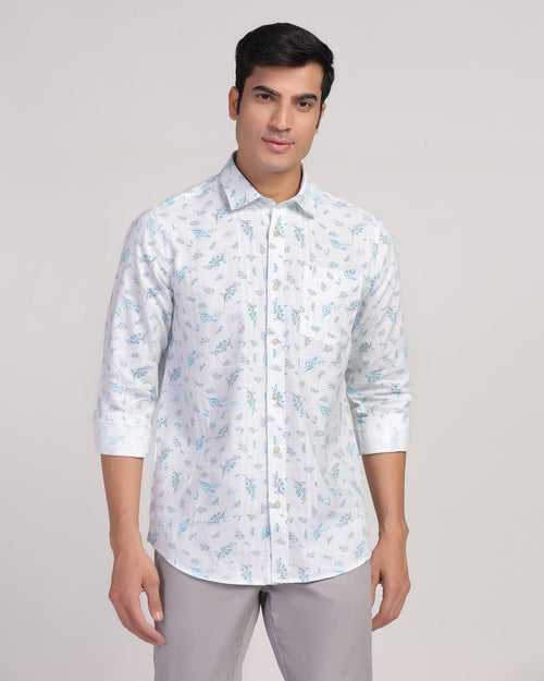 Linen Casual Blue Printed Shirt - Martin