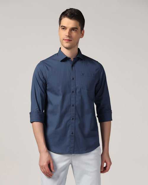 Casual Blue Solid Shirt - Mandy