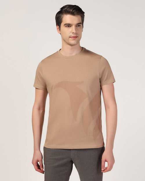 Crew Neck Brown Printed T-Shirt - Terrain