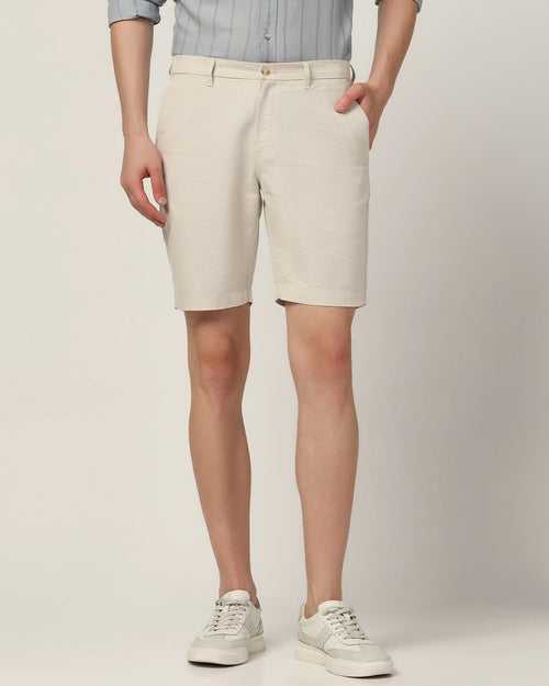 Linen Casual Natural Solid Shorts - Kin