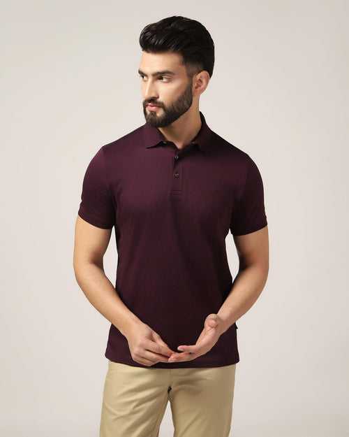 Polo Dark Purple Textured T-Shirt - Lois