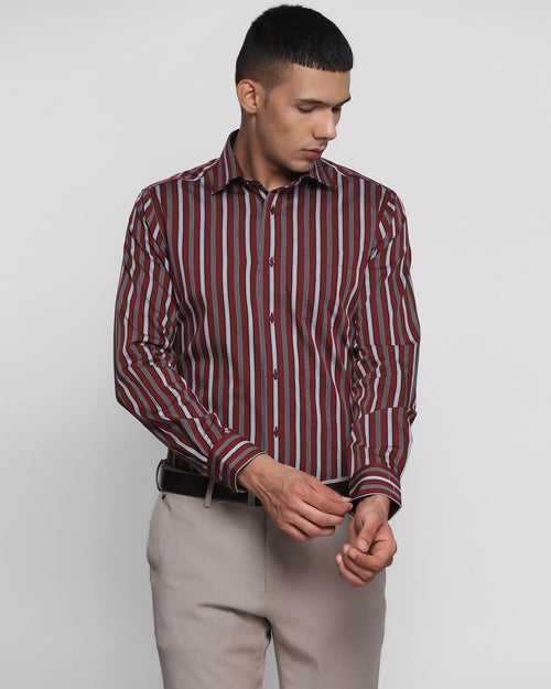 Formal Maroon Striped Shirt - Gloster