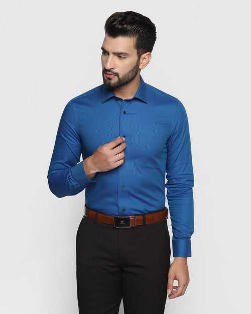 Formal Blue Solid Shirt - Retro