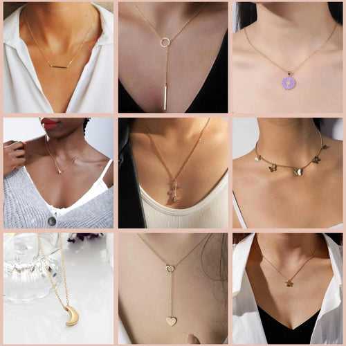 9 Pcs Minimal Necklaces Combo