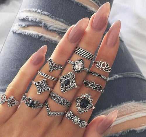 15 pcs Boho Life Rings Set