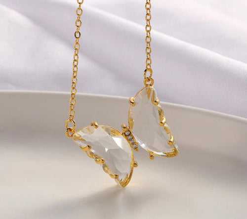 Crystal Butterfly Pendant Chain Necklace