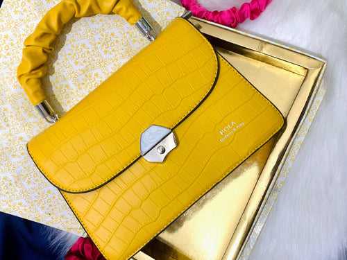 Yellow Textured Satchet Bag