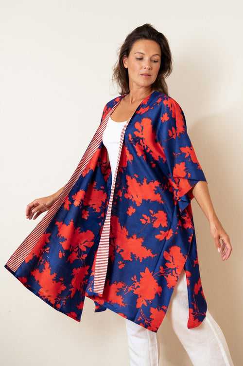 Amethyst Eri Peace Silk Kimono