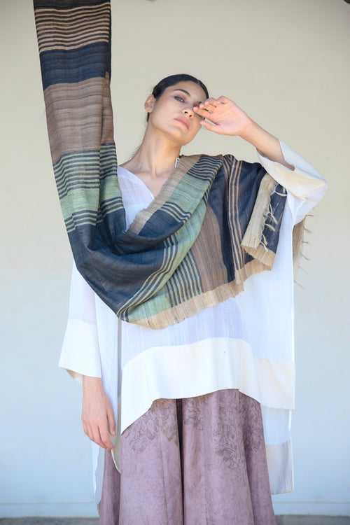 The 'Double Espresso' Tussar Silk Scarf