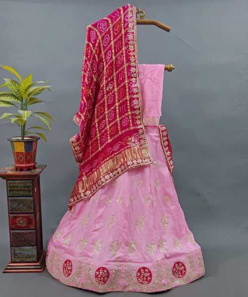 New Pure Upada Silk Zardoji Gotapatti Handwork Lehenga with pure gaji silk bandhani gharchola dupatta