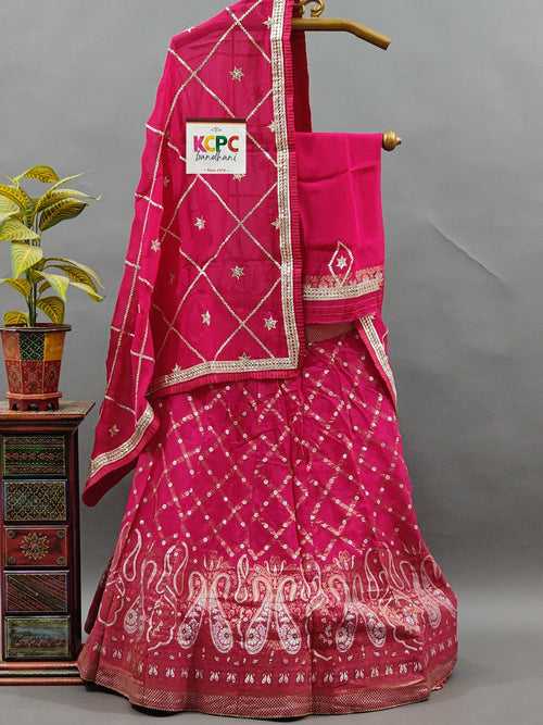 KcPc Originals Munga Silk Designer Jaipuri Lehenga with pure organza Gotapatti work dupatta and blouse