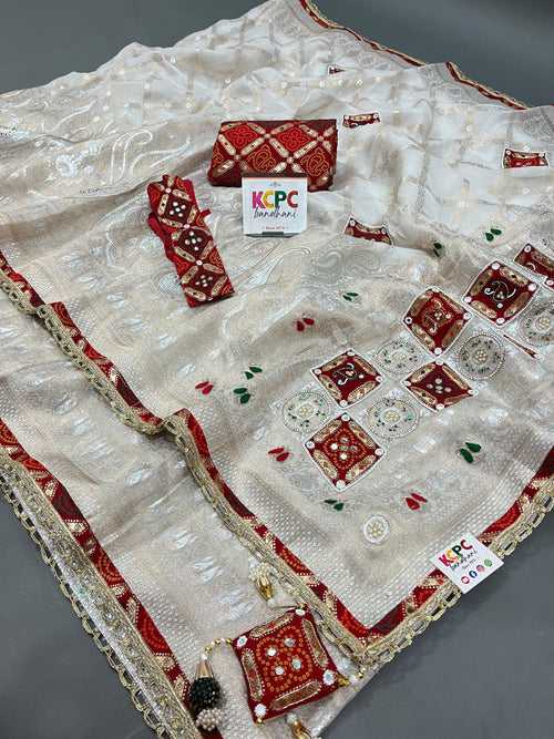 Latest KcPc Originals Pure Tissue Designer Kolkata Handwork Saree with blouse
