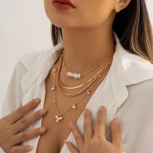 Combo Set Of Four Gold Plated Necklaces For Women
