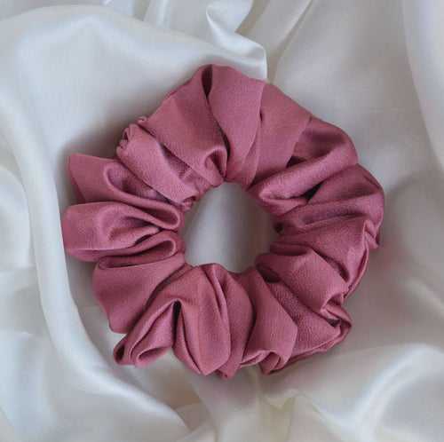 Dark Rosy Pink Color Premium Satin Scrunchie Regular Size