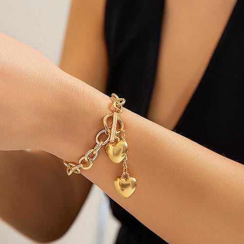 Retro Exaggerated Classic Style Heart Shape Gold Plated Bracelets