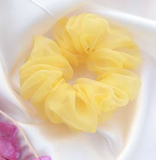 Yellow Color Tissue Organza Scrunchie