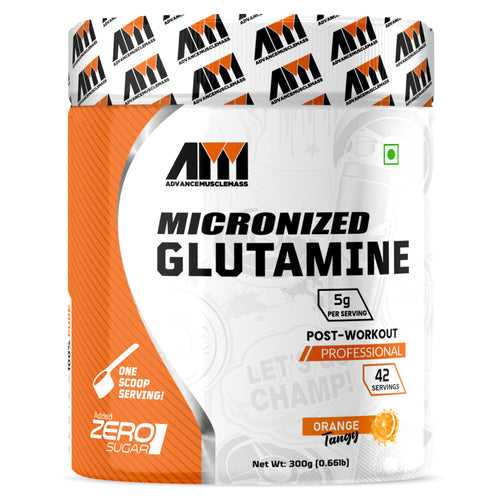 Advance MuscleMass Micronized Glutamine in orange flavor 300 gm