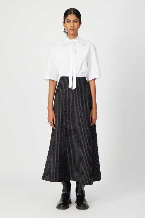 black pinstripe marine quilt skirt