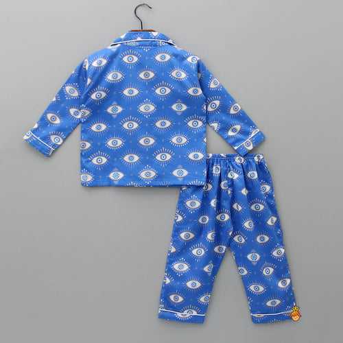 Eye Printed Blue Sleepwear