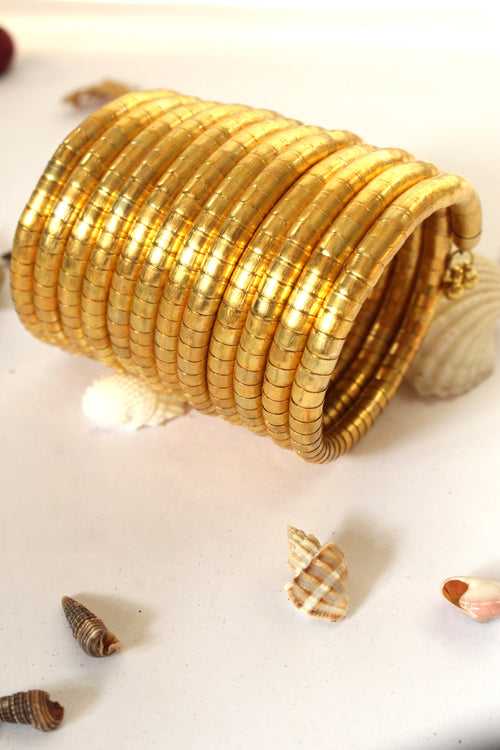 Golden Spiral Hoop Cuff Spring Bracelet
