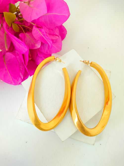 Oval Shape Golden Hoop Earring