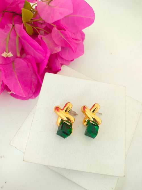 Emerald Stone Stud Earring
