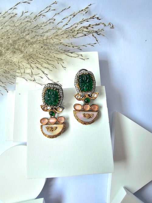 Emerald Stone And Craft Indian Earring
