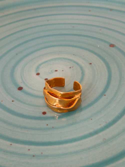 Golden Free Size Ring