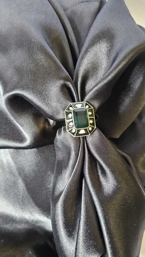 Black Stone Adjustable Ring