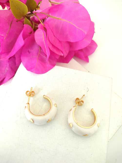 Small White Hoop Earring With Star