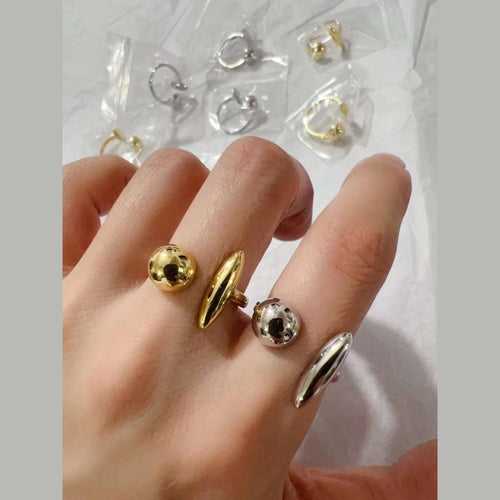 Ball And Oval Shape Free Size Ring