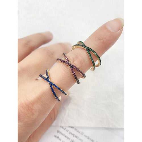 Criss Cross Over Blue  Free Size Ring