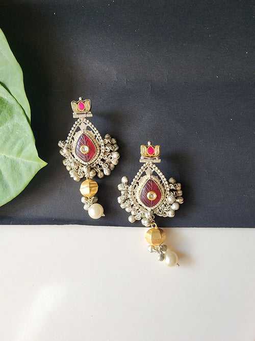 Ruby Stone Earring With Ghungroo
