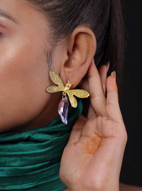 Butterfly Design Crystal Drop Earring