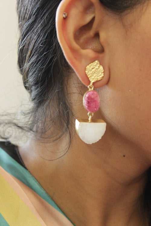 Pink Semi Precious Stone Earring