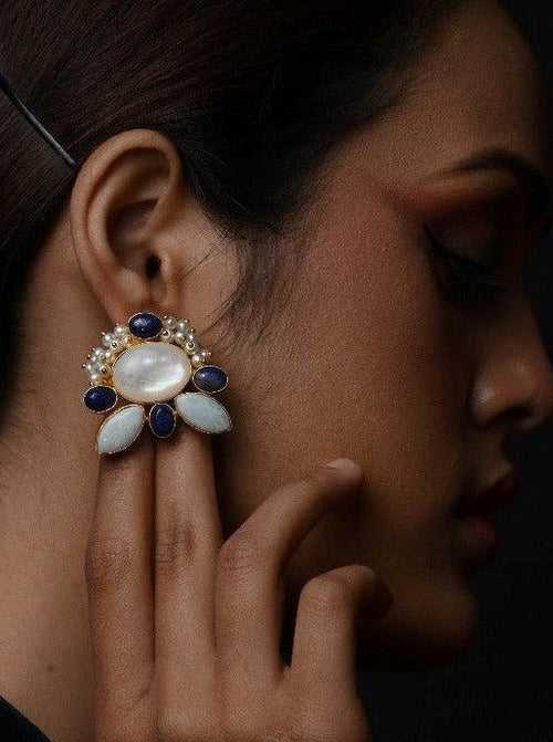 Blue And White Stone Stud