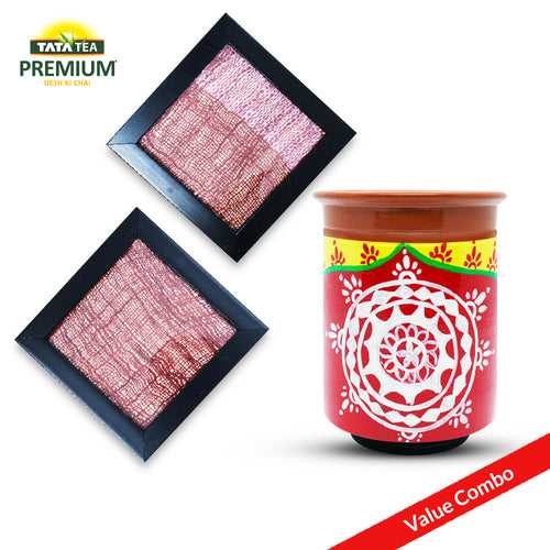 Uttarakhand Printed Terracotta Kulhad with Coaster Set