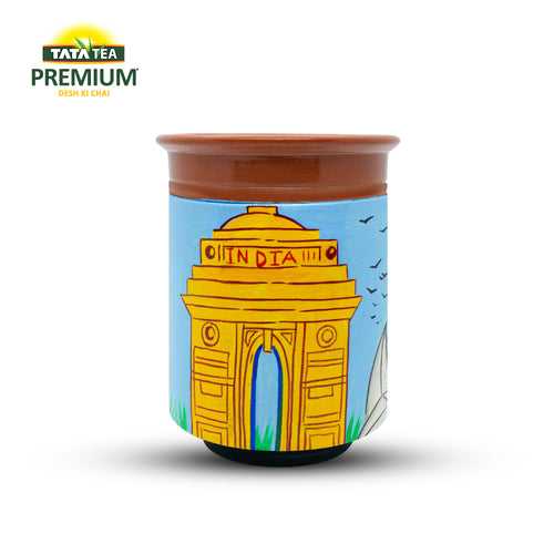 Graffiti - Colorful Graffiti Art Representing Iconic Monuments of Delhi' Terracotta Kulhad