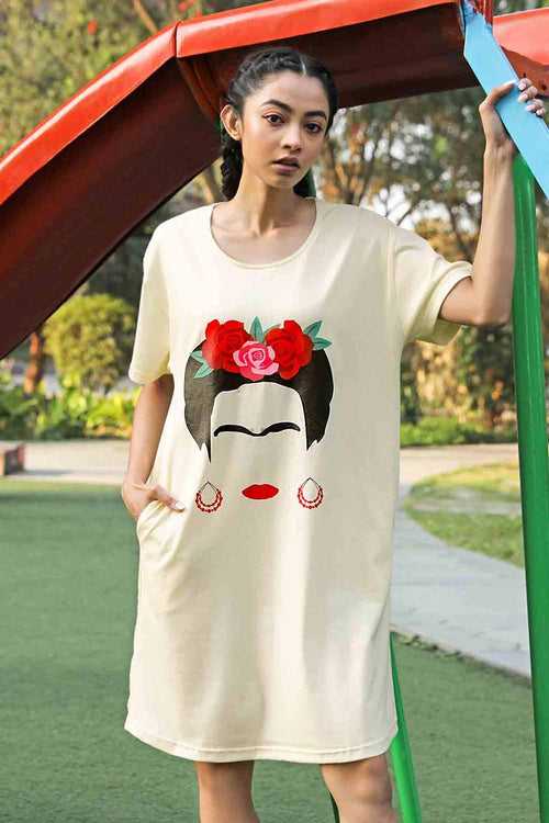 Free like Frida Oversized Cotton Sleep Dress