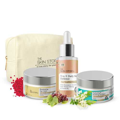Complete Anti Ageing Kit | With Retinol, Glutathione & Hyaluronic Acid | Prevents Wrinkles & Fine Lines | Free Pouch